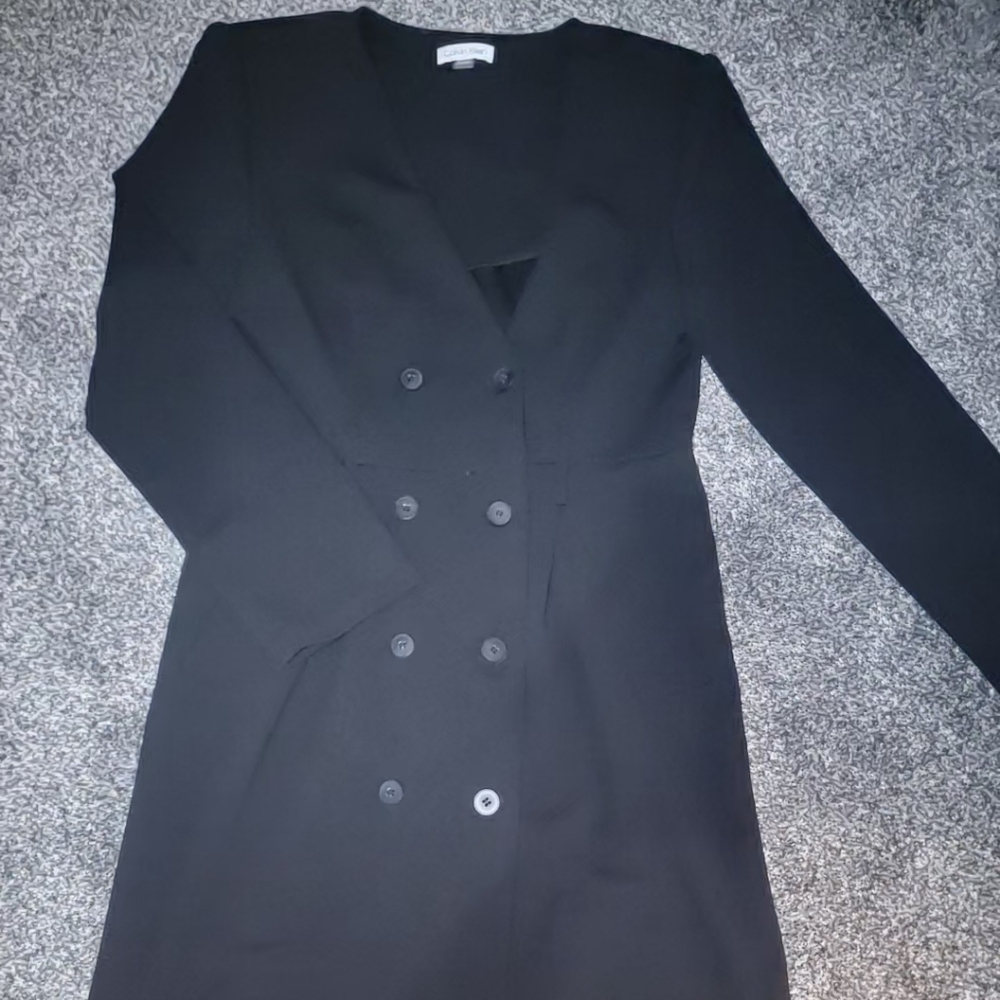 Calvin Klein Elegant Black Double-Breasted Dress